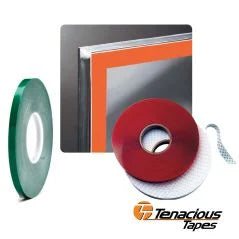 Three rolls of tape with a Tenacious Tapes logo on a white background