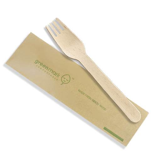 Wooden Fork 160mm - Individually Wrapped 500pc/ctn - Pakio