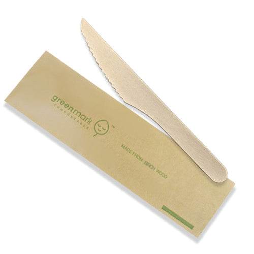 Wooden Knife 160mm - Individually Wrapped 500pc/ctn - Pakio