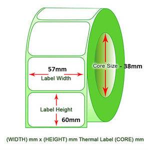 57mm x 60mm Direct Thermal Labels 700 Labels/Roll - Pakio