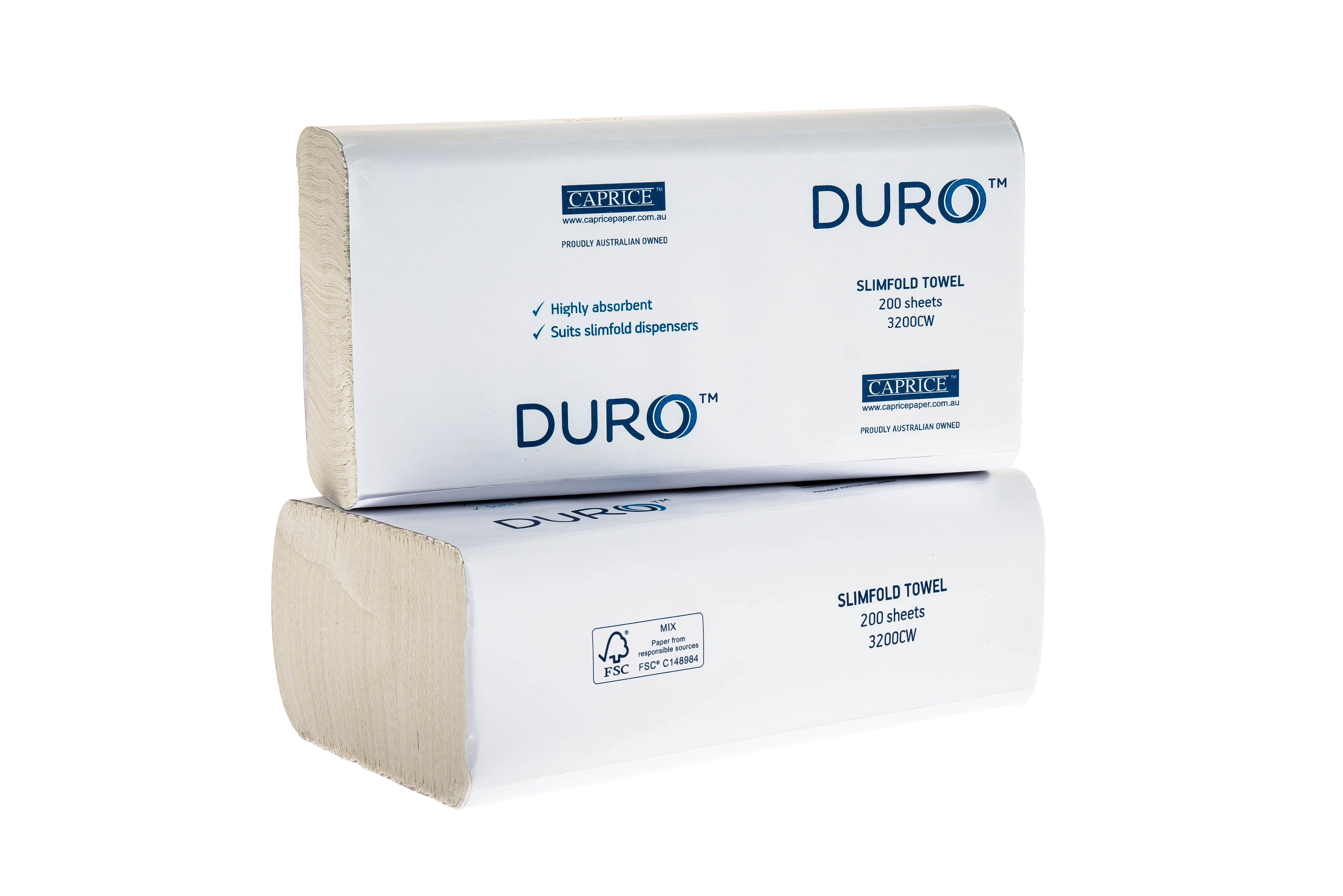 Duro Slimfold Interleaved Towel 200 sheets 23cm x 23cm