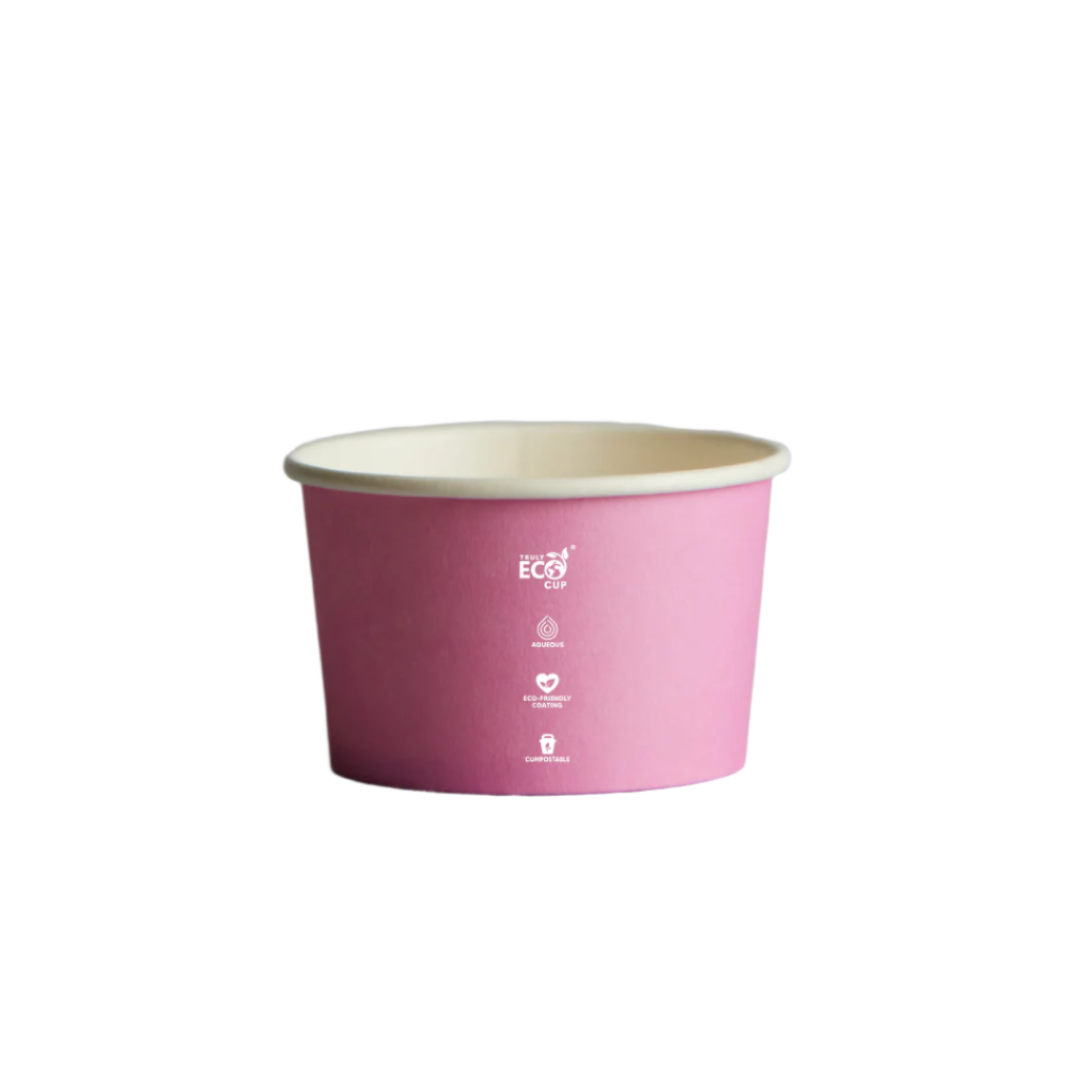 Truly Eco® 3oz Biodegradable Pink Aqueous Coated Ice Cream Cup Pastel - 1000pcs