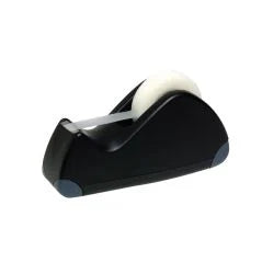 Black tape dispenser with tape on a white background