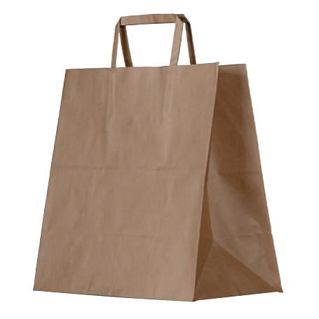 Brown Kraft Bag- Flat Paper Handle Large 150pc/ctn