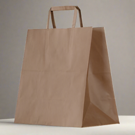 Brown Kraft Bag- Flat Paper Handle Large 150pc/ctn