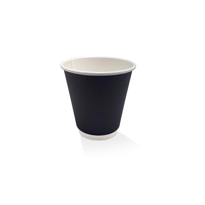 8*oz PE Coated Double Wall Coffee Cup 90mm/Black 100-500pc