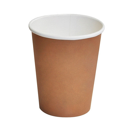 12oz PLA Coated Single Wall Compostable Coffee Cup / Brown 100-1000pcs - Sustainable and Plant-Based