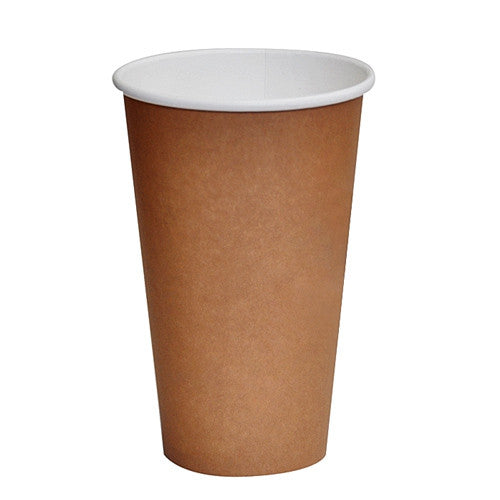 16oz PLA Coated Single Wall Compostable Coffee Cup / Brown 100-1000pcs - Sustainable and Plant-Based