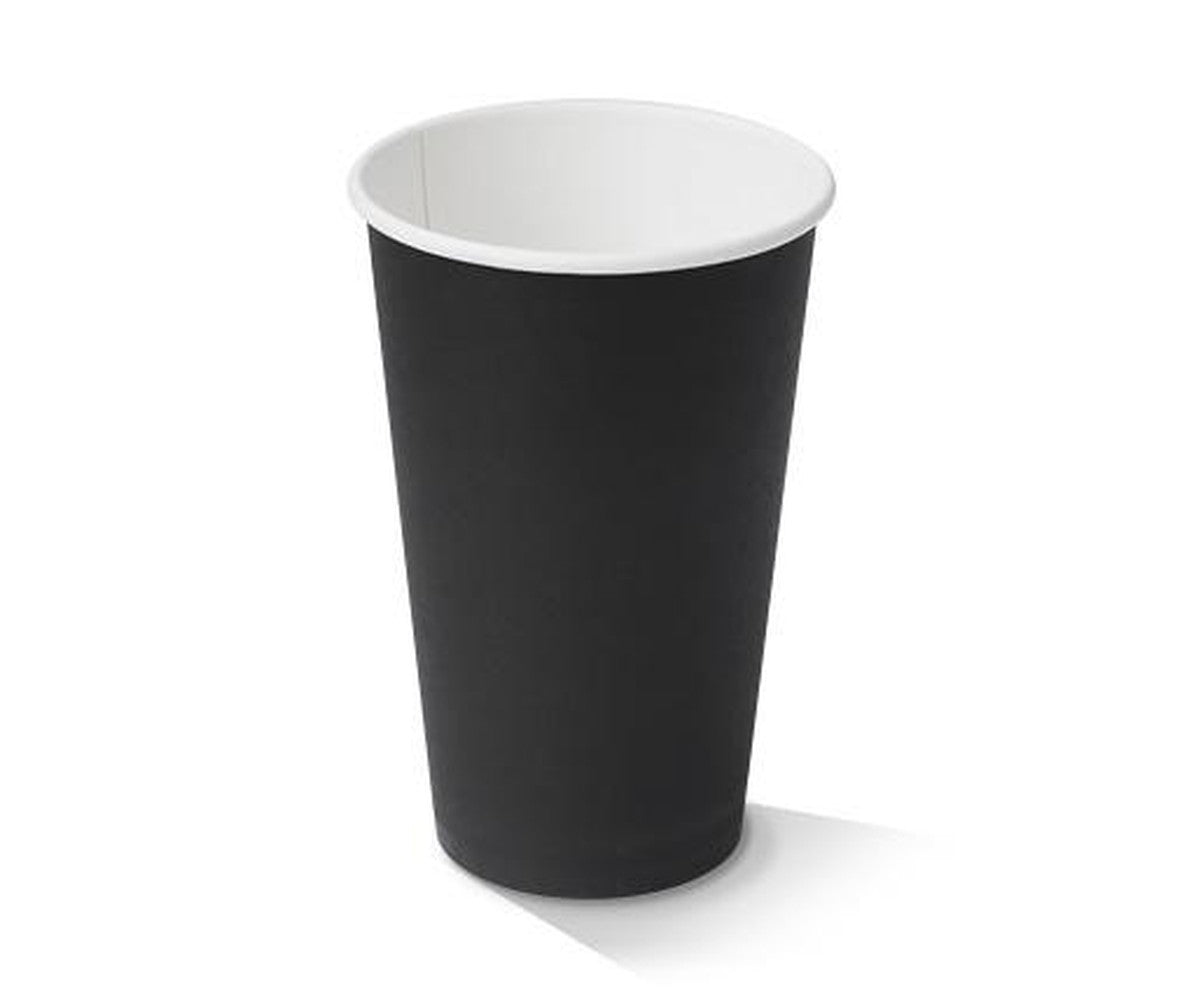 16oz PE Coated Single Wall Paper Coffee Cup / Black 100-1000pcs - Ideal for Hot Beverages