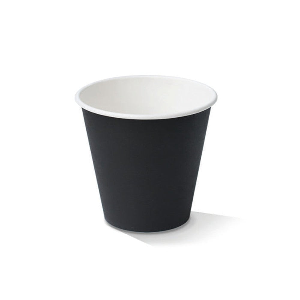 6oz PE Coated Single Wall Paper Coffee Cup / Black 100-1000pcs - Ideal for Hot Beverages