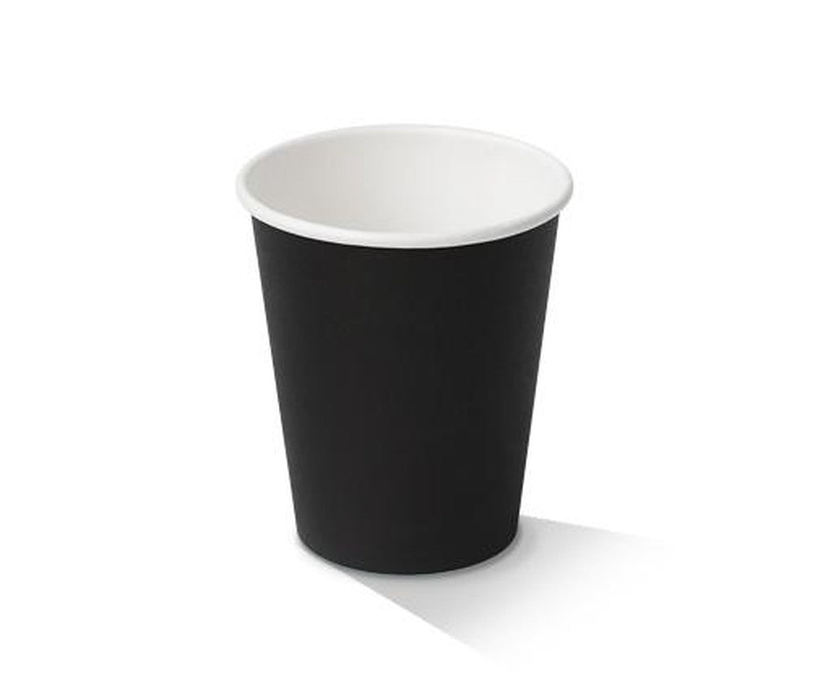 8oz PE Coated Single Wall Paper Coffee Cup / Black 100-1000pcs - Perfect for Hot Beverages