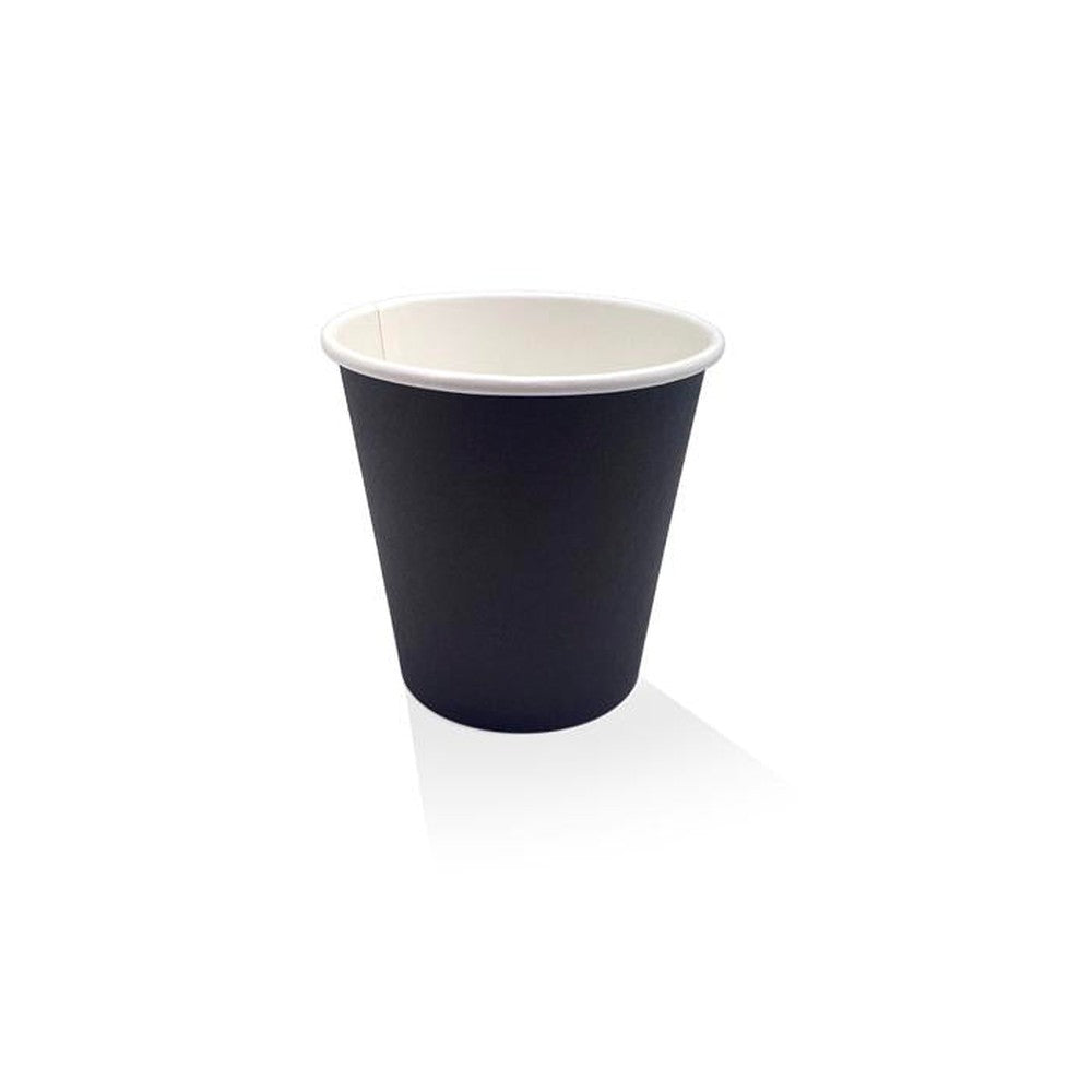 8oz PE Coated Single Wall Paper Coffee Cup / Black 100-1000pcs - Ideal for Takeaway