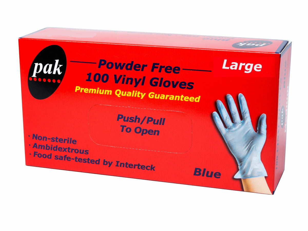 Blue Disposable Vinyl Gloves Powder Free - Large 100-1000pc