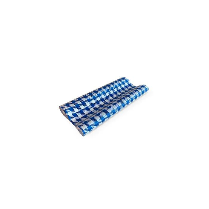 Greaseproof Paper Gingham Blue Half 190x150mm 400/ream