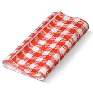 Greaseproof Paper Gingham Red 190x300mm 200/ream