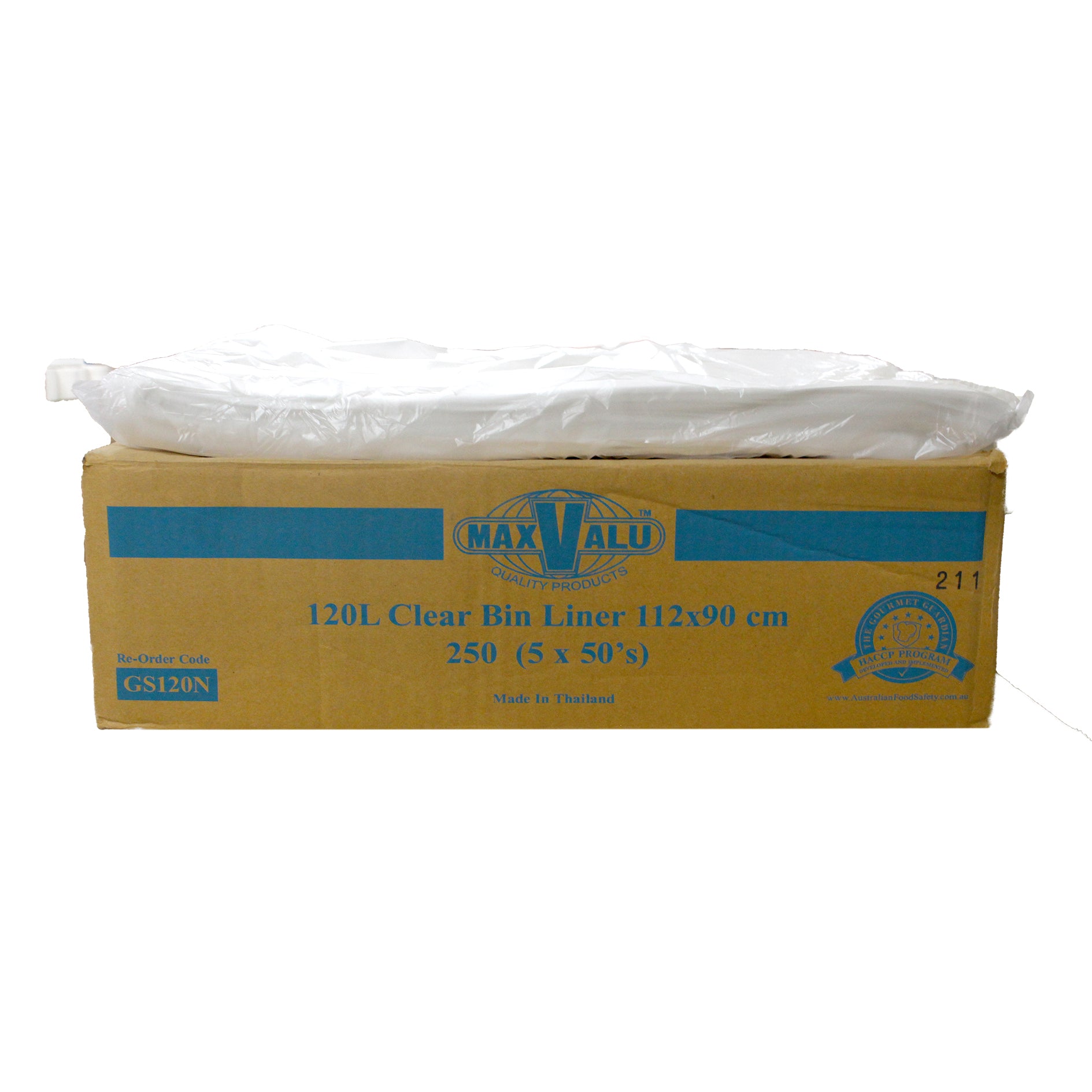 Heavy Duty 120L Clear Recycled Garbage Bags  - 250 Bags