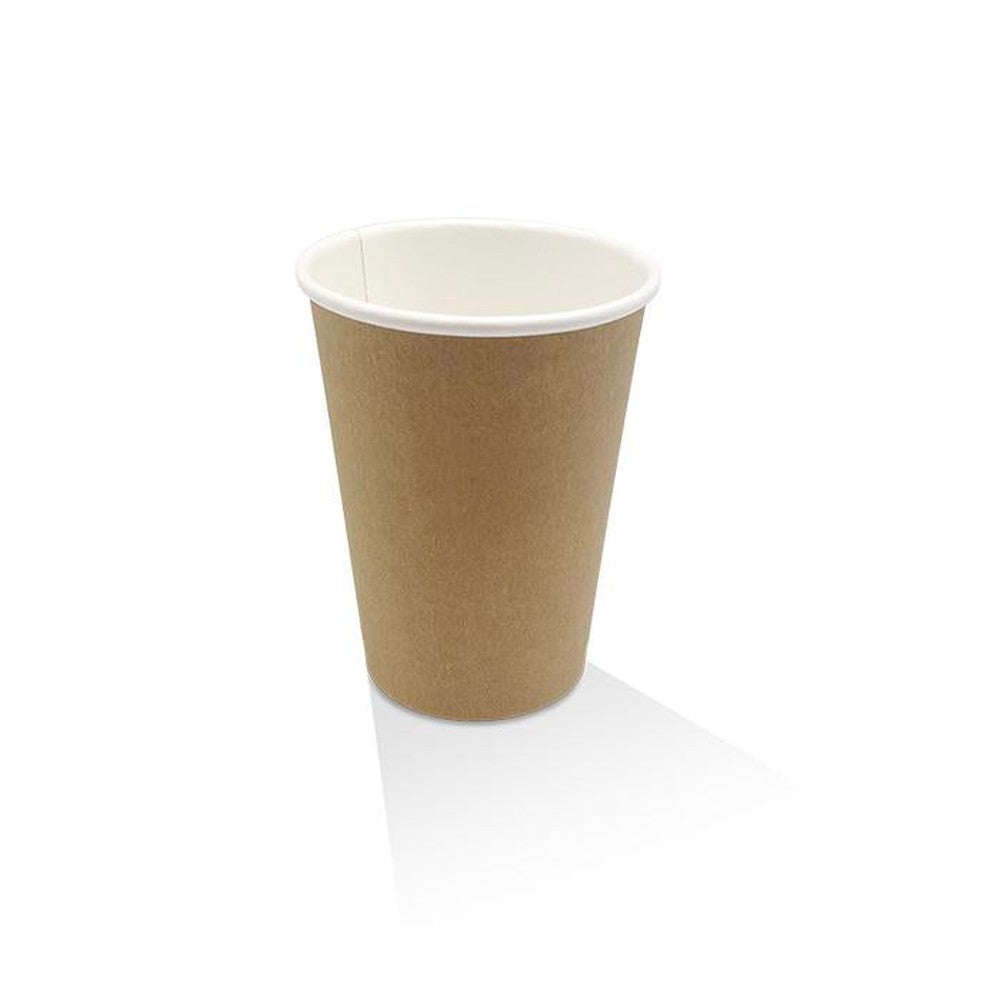 12oz PE Coated Single Wall Paper Coffee Cup Kraft / 100-1000pcs - Ideal for Hot Beverages