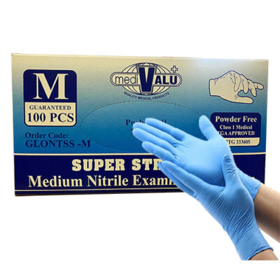 Blue Powder Free Nitrile Gloves - Medium 1-10pk