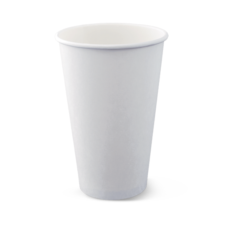 16oz PE Coated Single Wall Paper Coffee Cup / White 100-1000pcs - Ideal for Takeaway