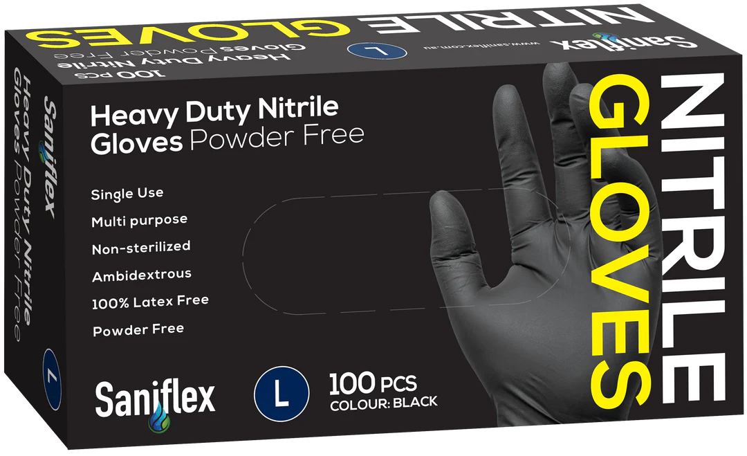 Black Powder Free HD Nitrile Gloves - Large 1-10pk