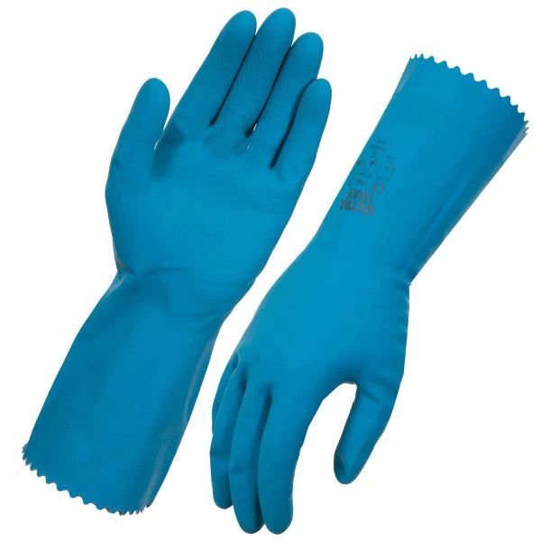 Silver Lined Rubber Glove Blue Medium  #8.8.5 (12pcs/pak)