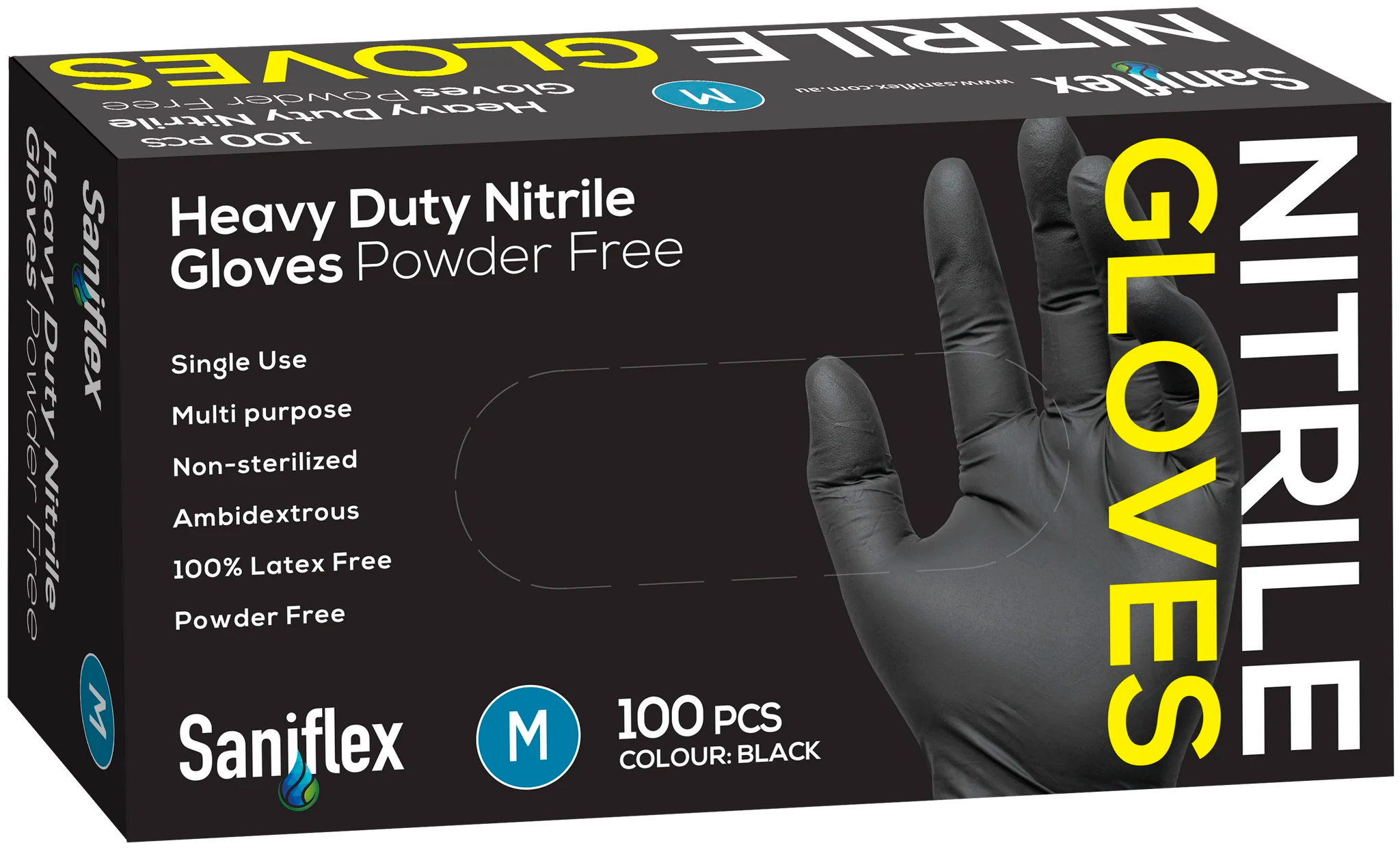 Black Powder Free HD Nitrile Gloves - Medium 1-10pk