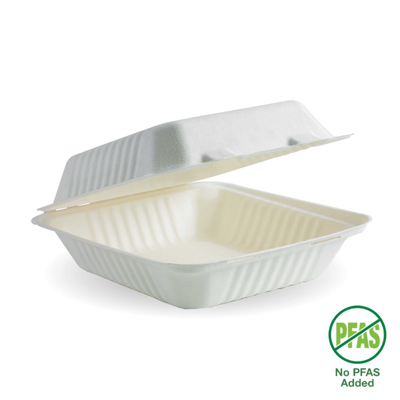 BioPak 20x22x9cm (7.8x8x3") White Clamshell 200pc