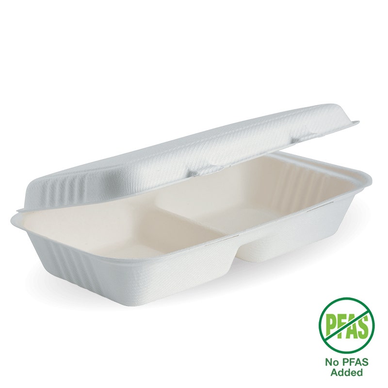 BioPak 28x16x7cm (11.6x6x3") White Clamshell 100pc