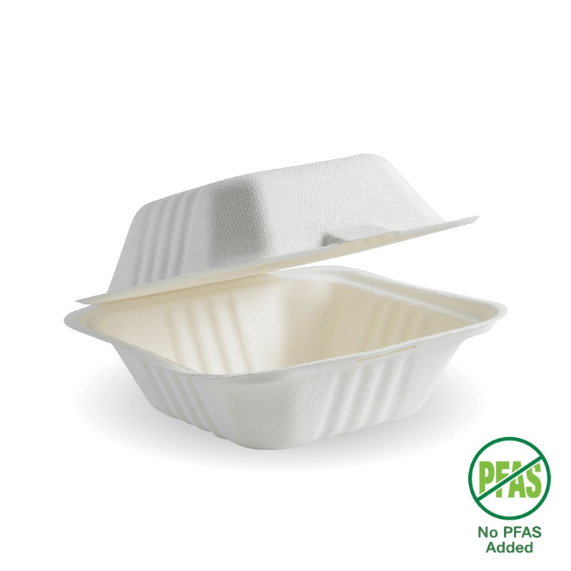 BioPak 15x15x8cm (6x6") White Clamshell 500pc