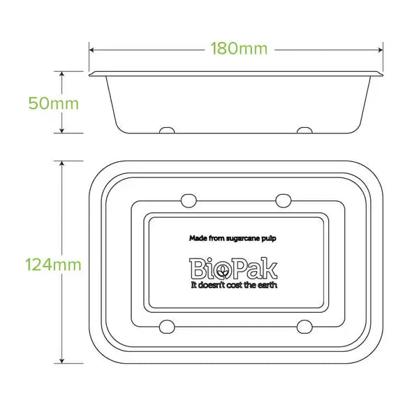 BioPak 600ml Natural Plant Fibre Takeaway Base 500pc/ctn