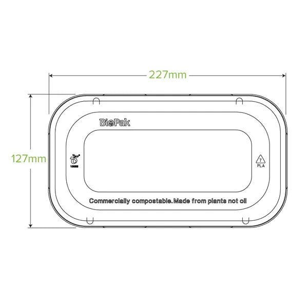 BioPak 750 & 1,000ml PLA Takeaway Lid 500pc
