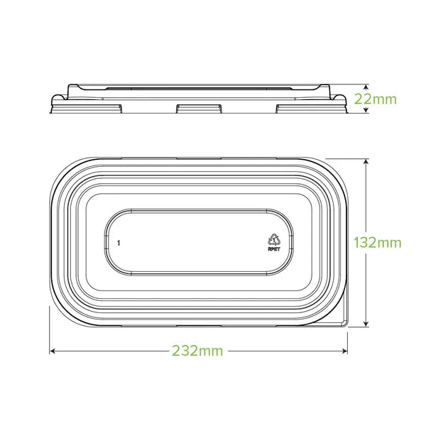 BioPak 750 & 1,000ml Clear RPET Takeaway Lid 500pc