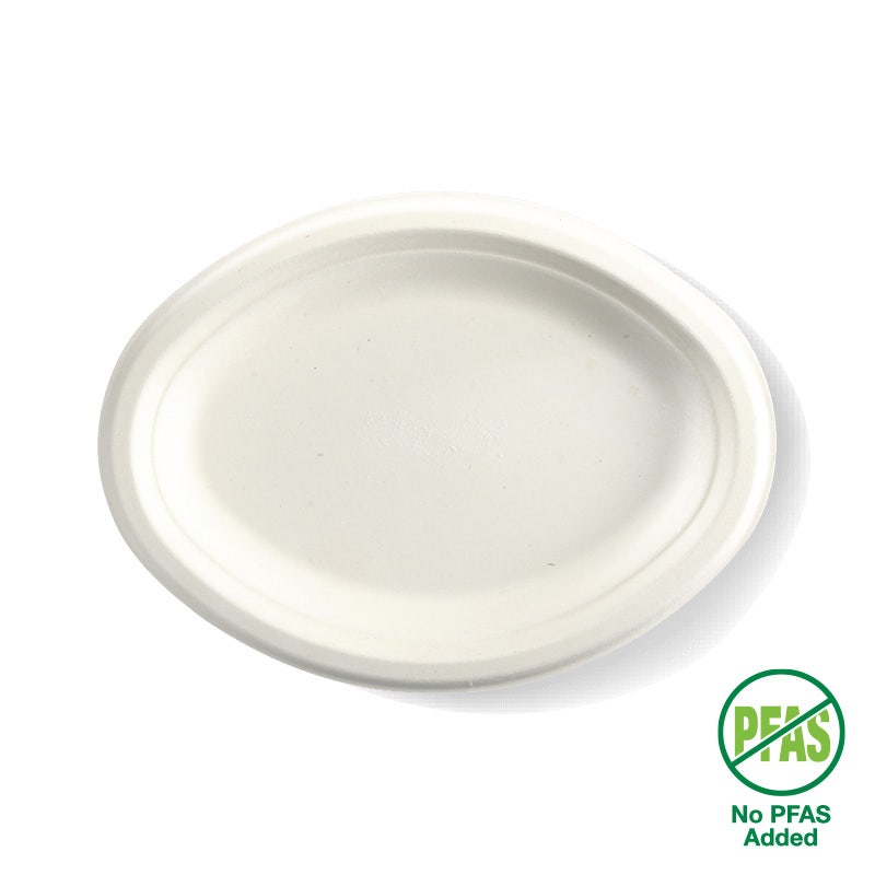 BioPak 26x19cm (10.25x7.75") White Oval Plate 500pc