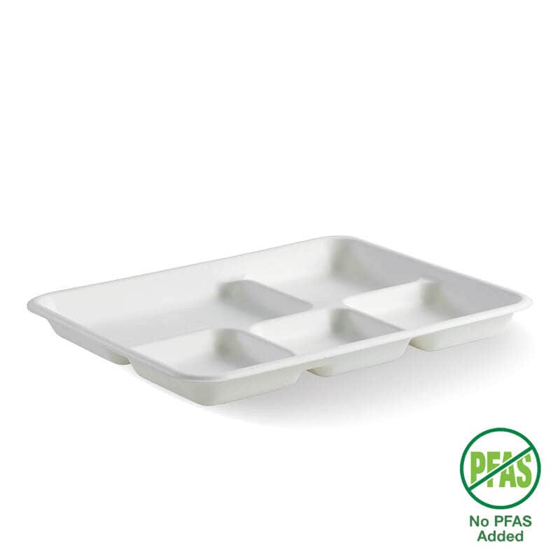 BioPak White 5-Compartment Tray 500pc