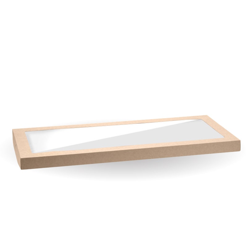 BioPak Kraft Catering Tray PLA Windowed Lid Large 50pc