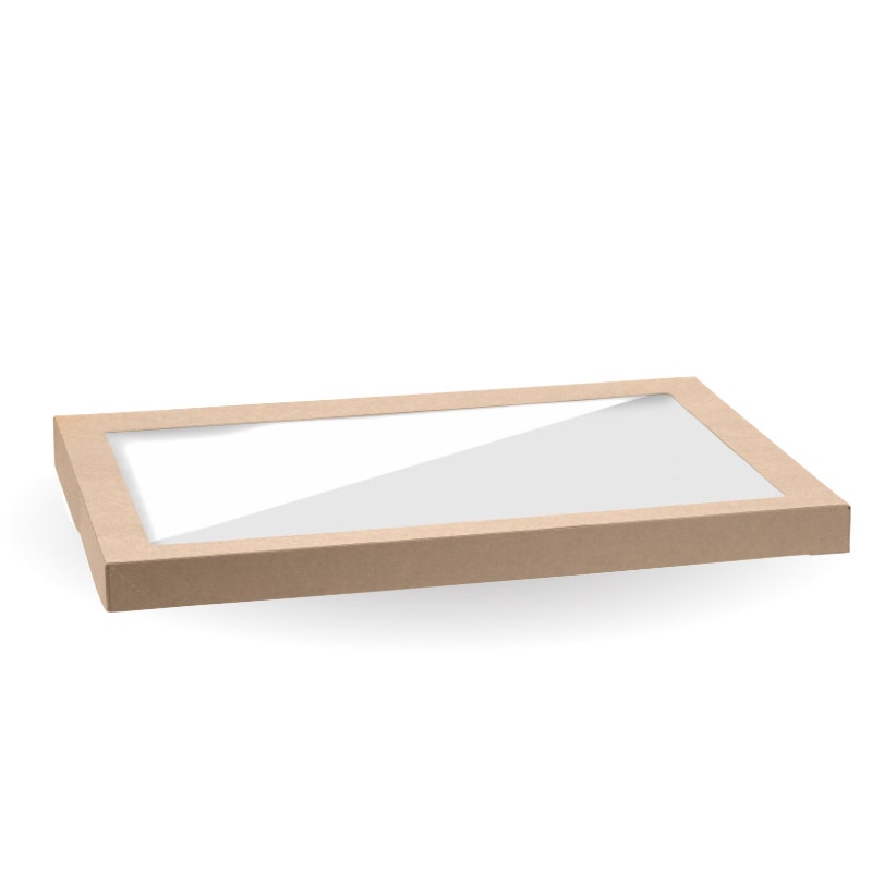 BioPak Kraft Catering Tray PLA Windowed Lid Extra Large 50pc