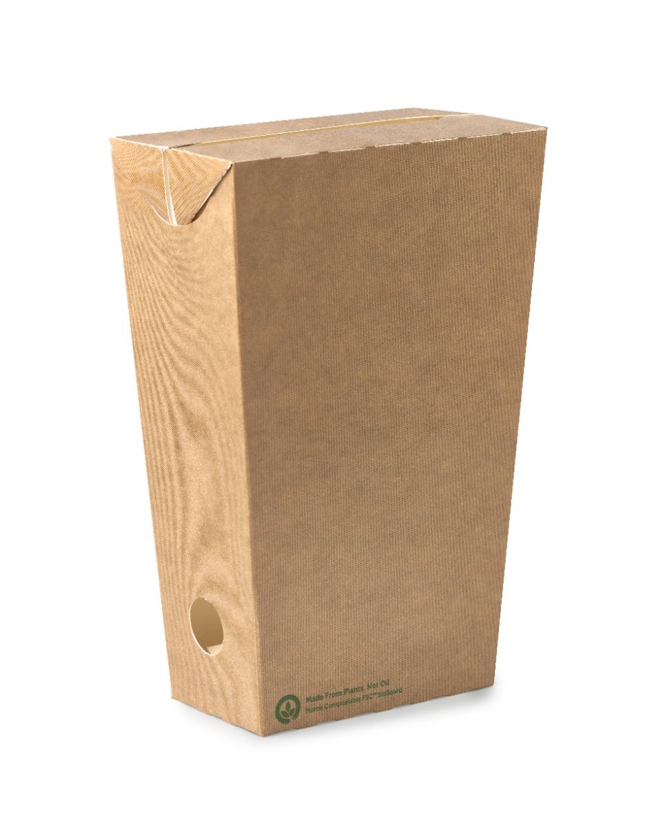 BioPak Large Kraft Unlined Enclosed Chip Box 800pc