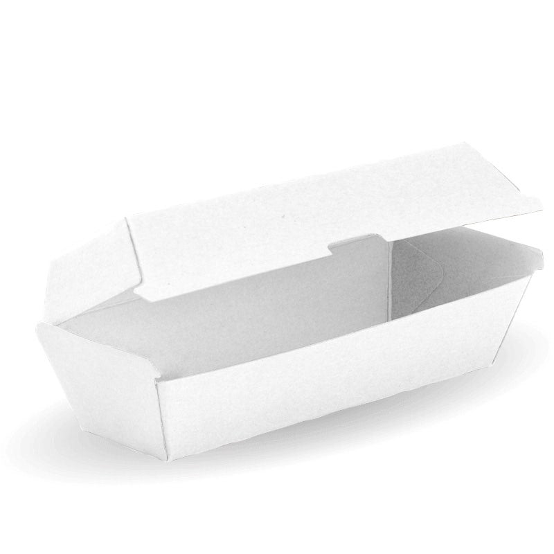 BioPak White Hot Dog Box 209 x 70 x 76mm 400pc