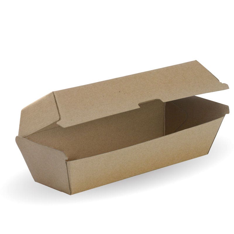 BioPak Kraft Hot Dog Box 209 x 70 x 76mm 400pc