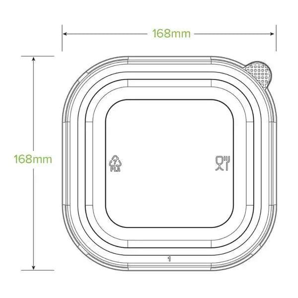 BioPak 750ml-1400ml Clear PLA Takeaway Lid 300pc