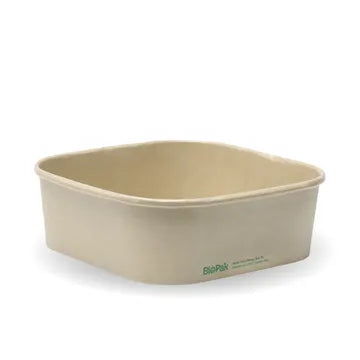 BioPak 1000ml White Square Takeaway Base 300pc