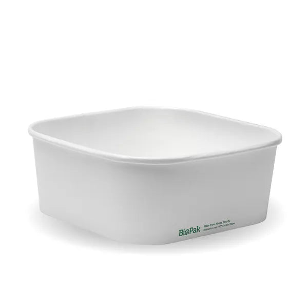 BioPak 1200ml White Square Takeaway Base 300pc