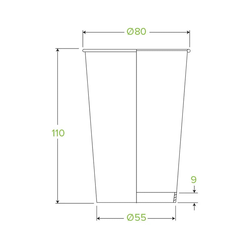 BioPak 12oz Kraft Green Stripe SW Cup 1000pc