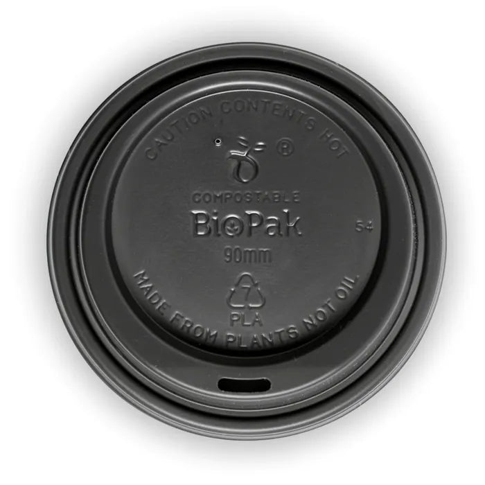 BioPak 8-16oz 90mm Black PLA Lid 1000pcs