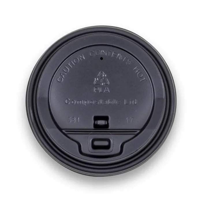 BioPak 8-16oz 90mm Black Reclosable PLA Lid 1000pcs