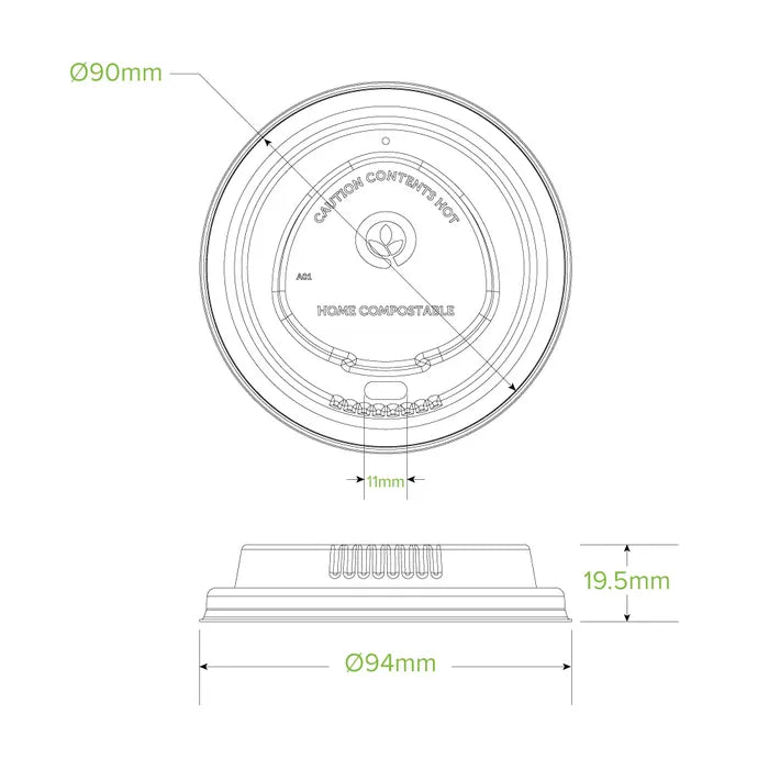 BioPak 90mm White Plant Fibre Lid 1000pcs