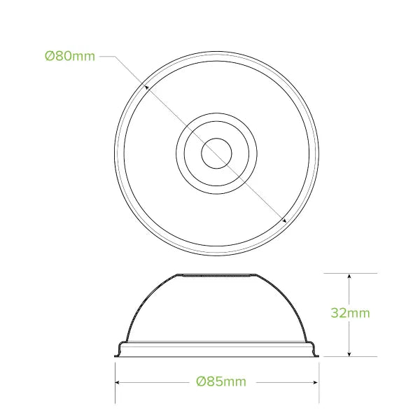 Technical drawing of a circular component with dimensions labeled