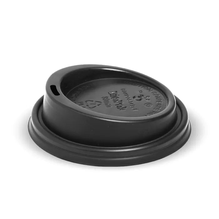 BioPak 6-12oz 80mm Black PLA Lid 1000pcs