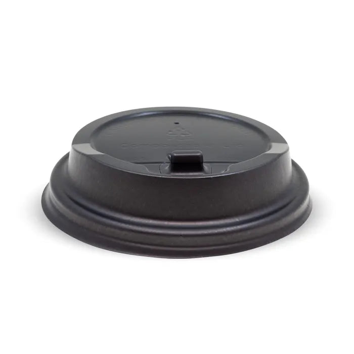 BioPak 6-12oz 80mm Black Reclosable PLA Lid 1000pcs