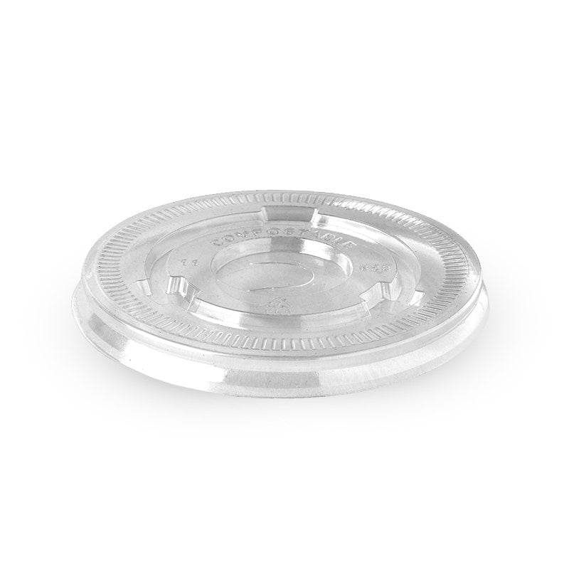 BioPak 90mm Clear PLA Large Lid Straw Slot 1000pc